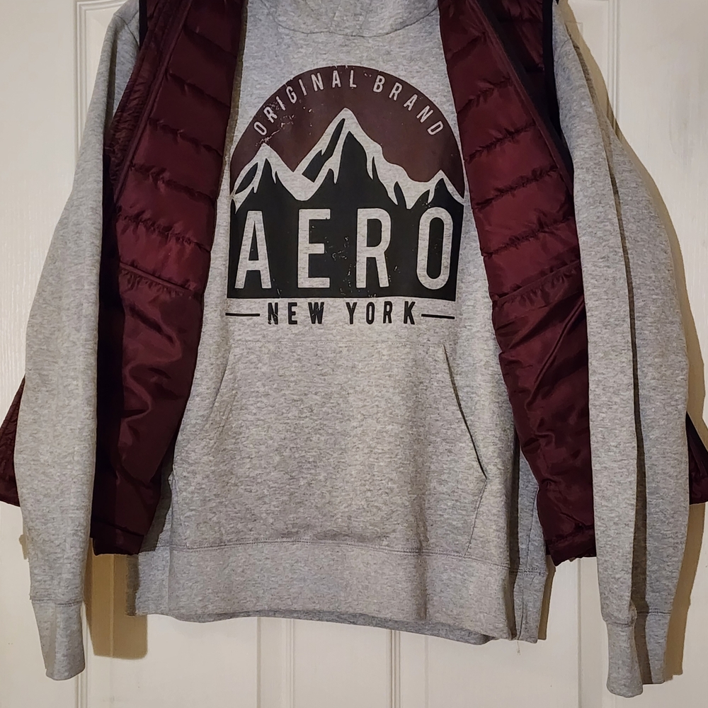 Aeropostale Gray Hoodie with Maroon Vest